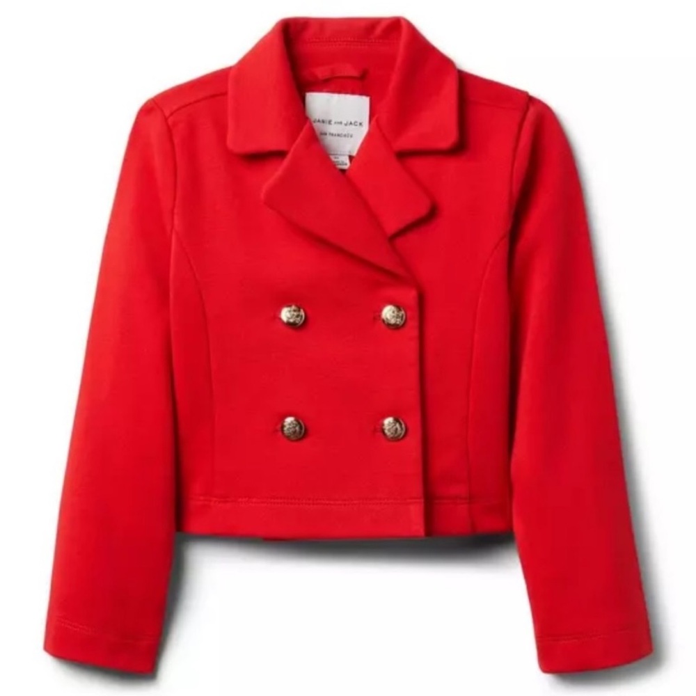 Janie and Jack Bright Red Pea Coat